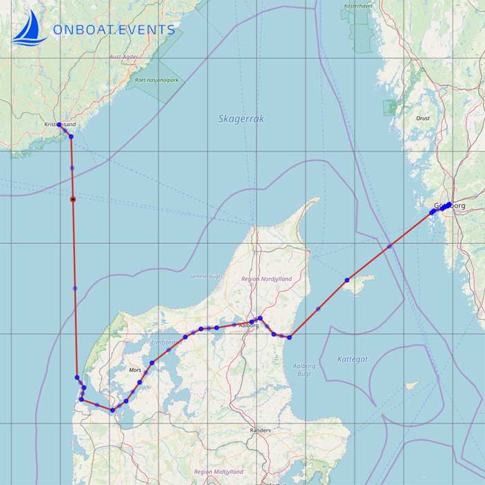 Sea chart sailing trip - Limfjord and Skagerrak